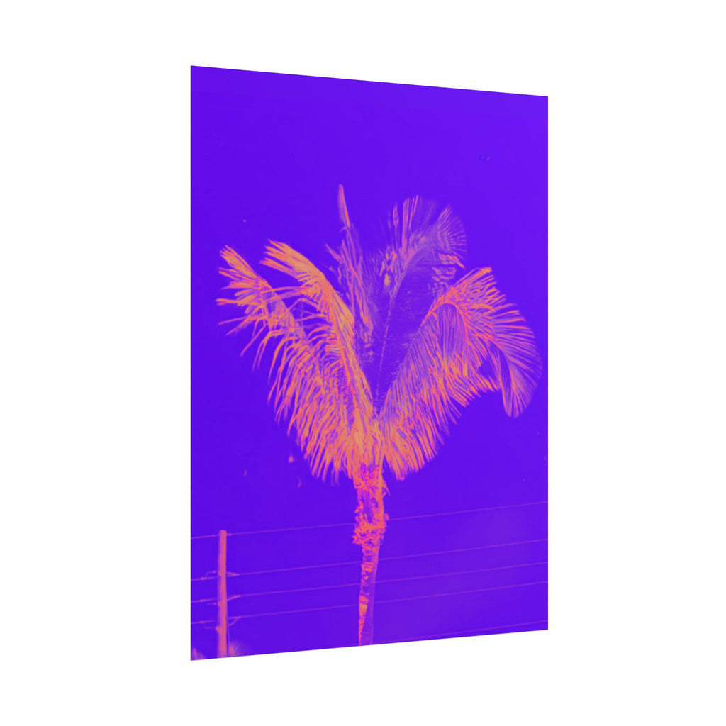 Tropical Palm Poster — Neon Purple & Orange Retro Wall Art