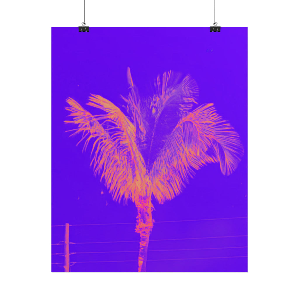 Tropical Palm Poster — Neon Purple & Orange Retro Wall Art