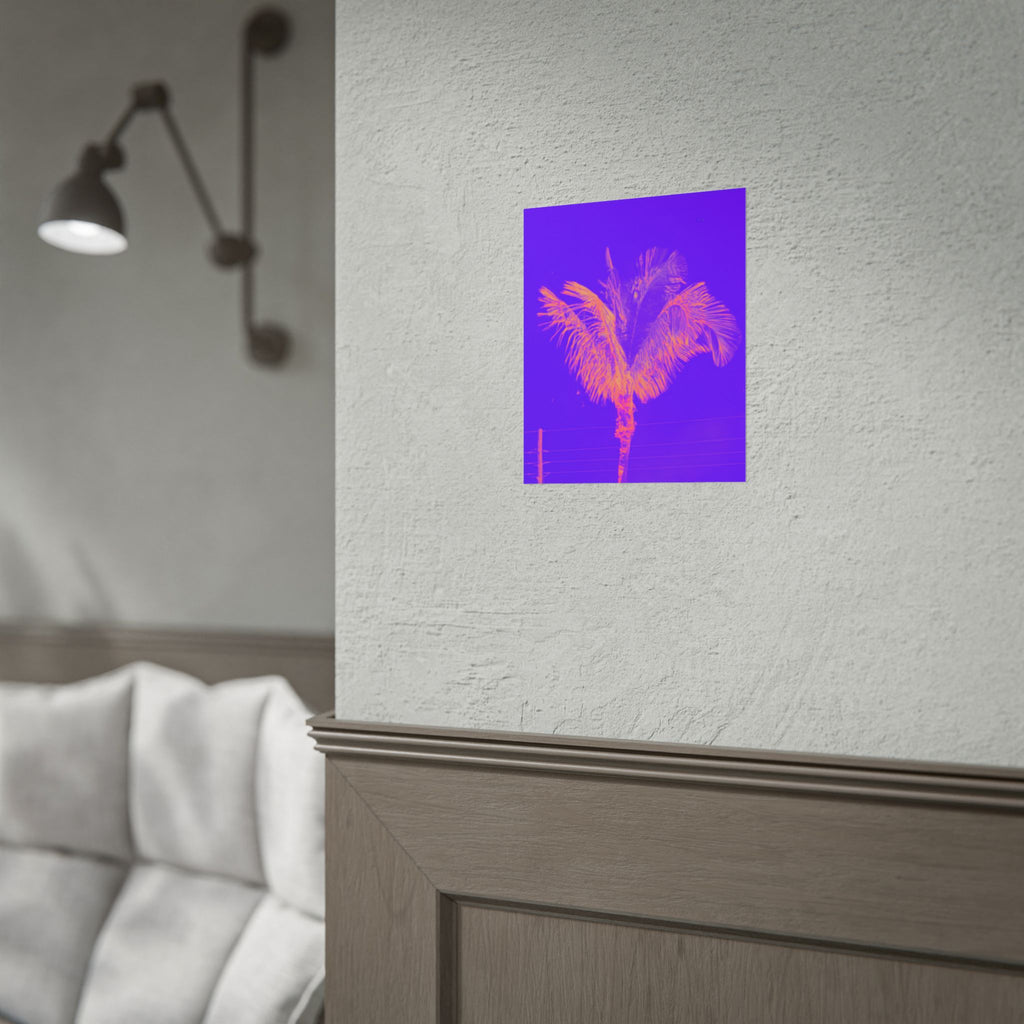 Tropical Palm Poster — Neon Purple & Orange Retro Wall Art