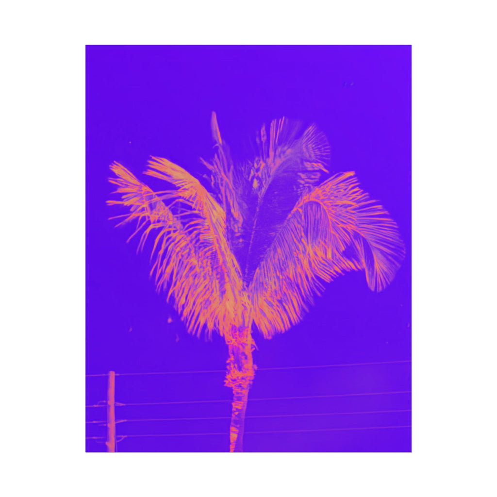 Tropical Palm Poster — Neon Purple & Orange Retro Wall Art
