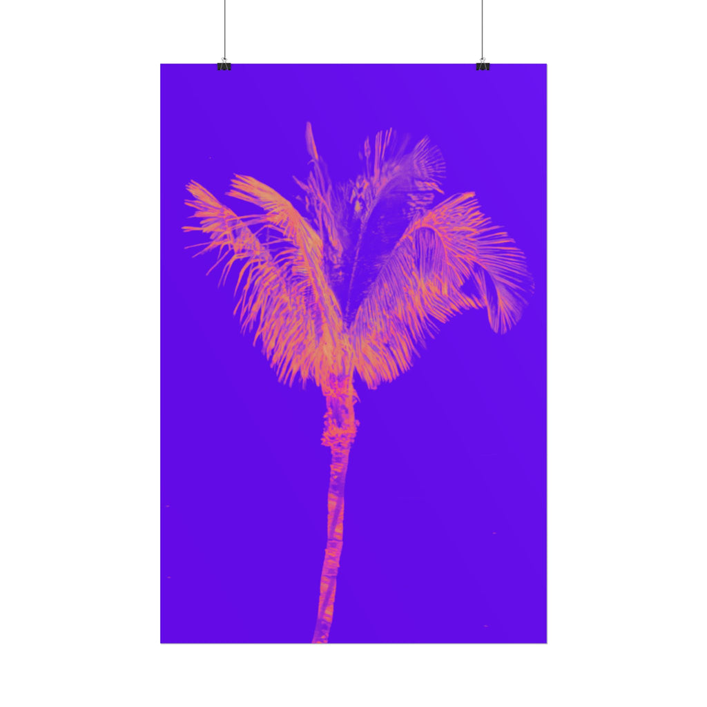 Tropical Palm Poster — Neon Purple & Orange Retro Wall Art