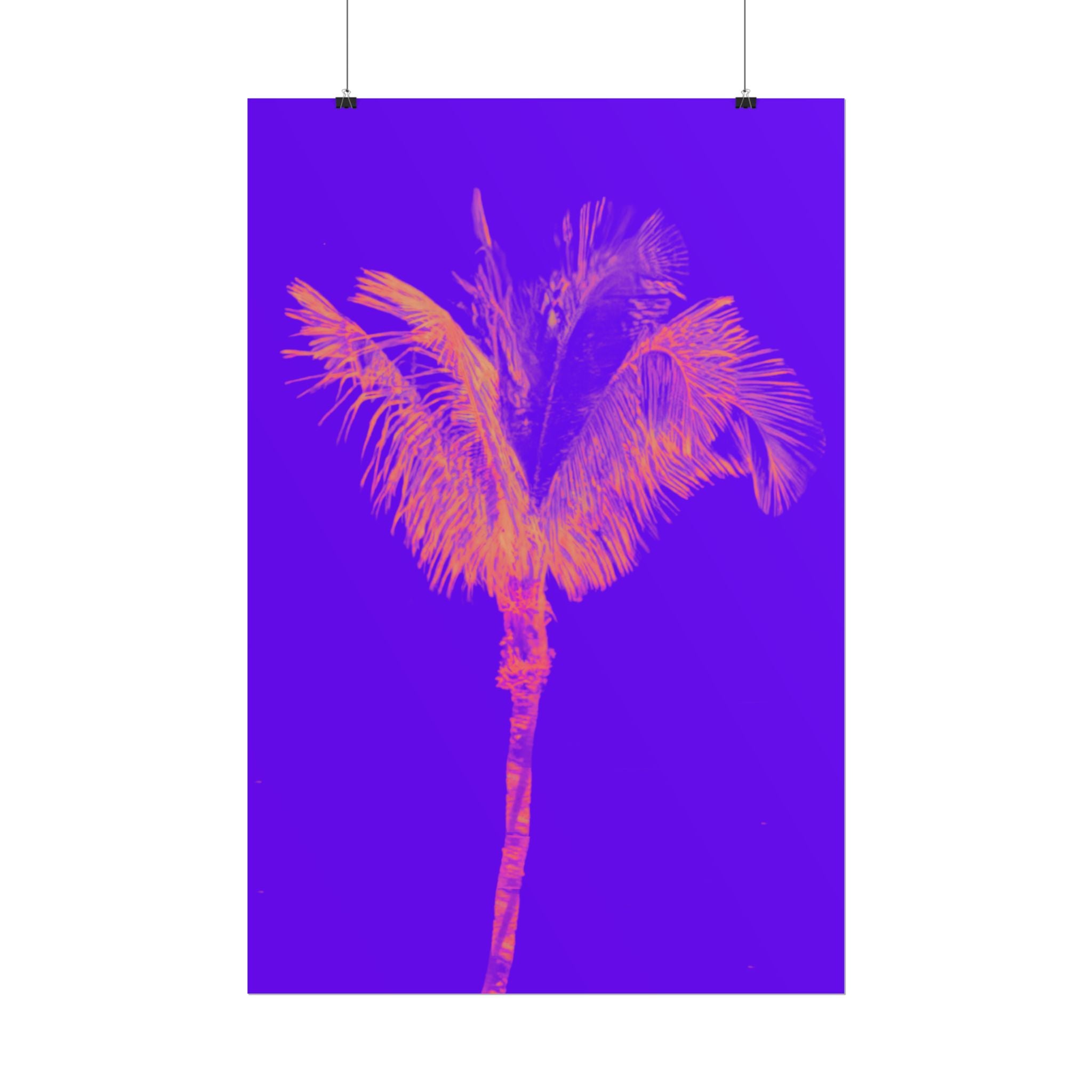 Tropical Palm Poster — Neon Purple & Orange Retro Wall Art