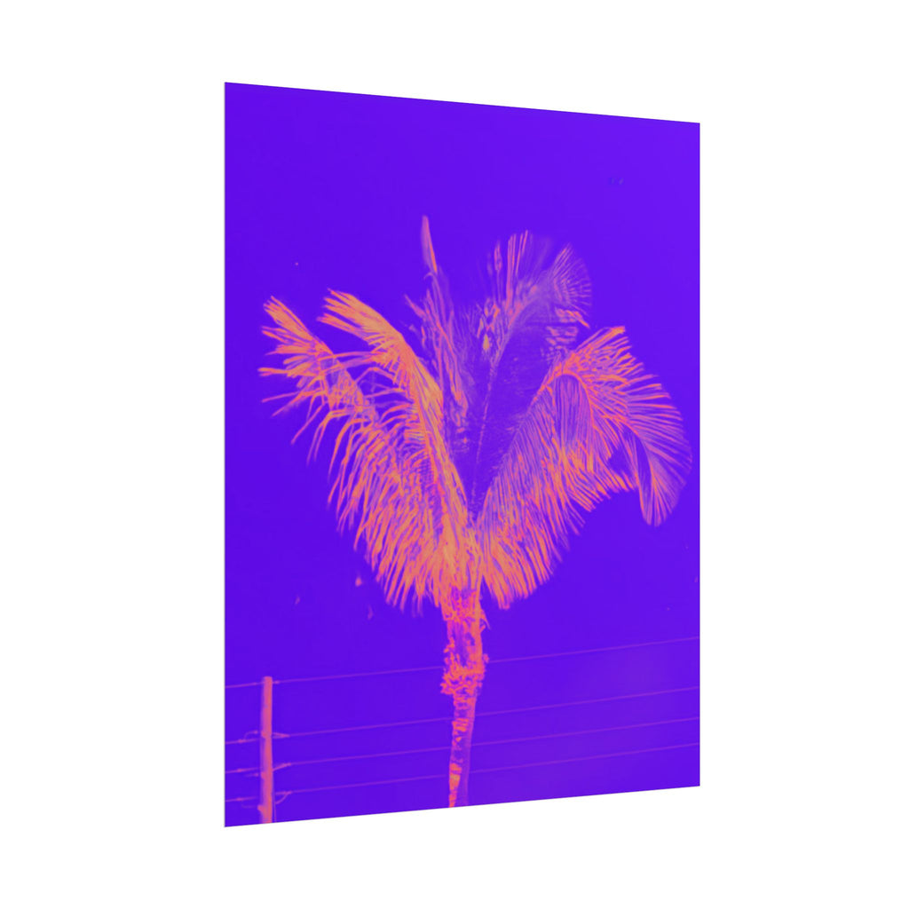 Tropical Palm Poster — Neon Purple & Orange Retro Wall Art