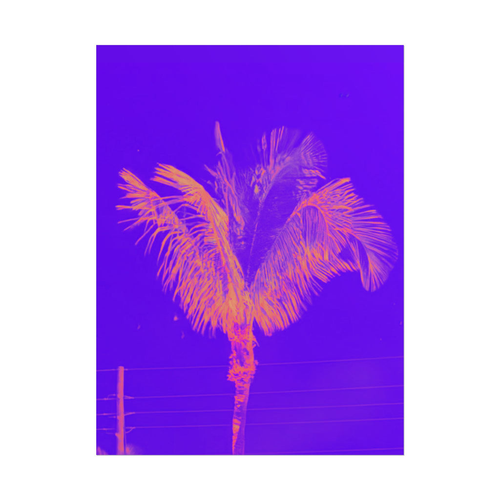 Tropical Palm Poster — Neon Purple & Orange Retro Wall Art