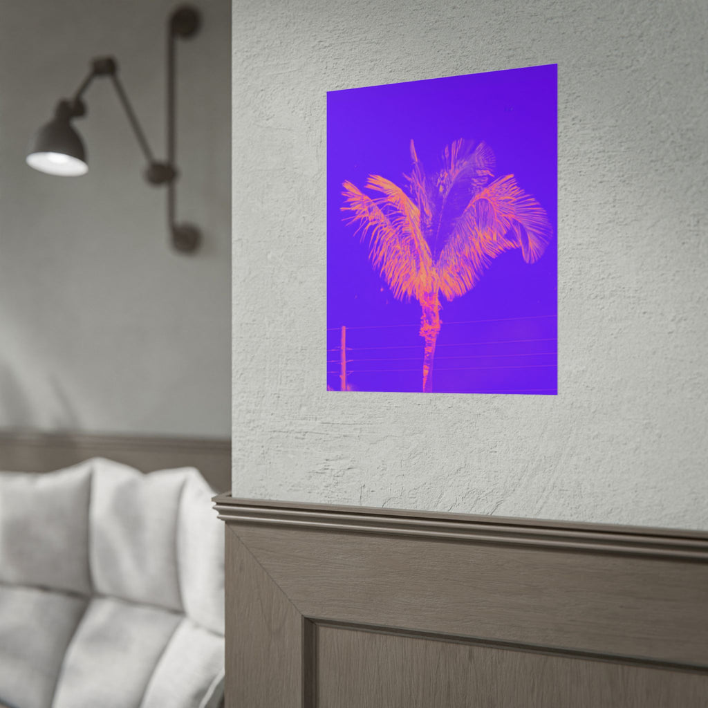 Tropical Palm Poster — Neon Purple & Orange Retro Wall Art