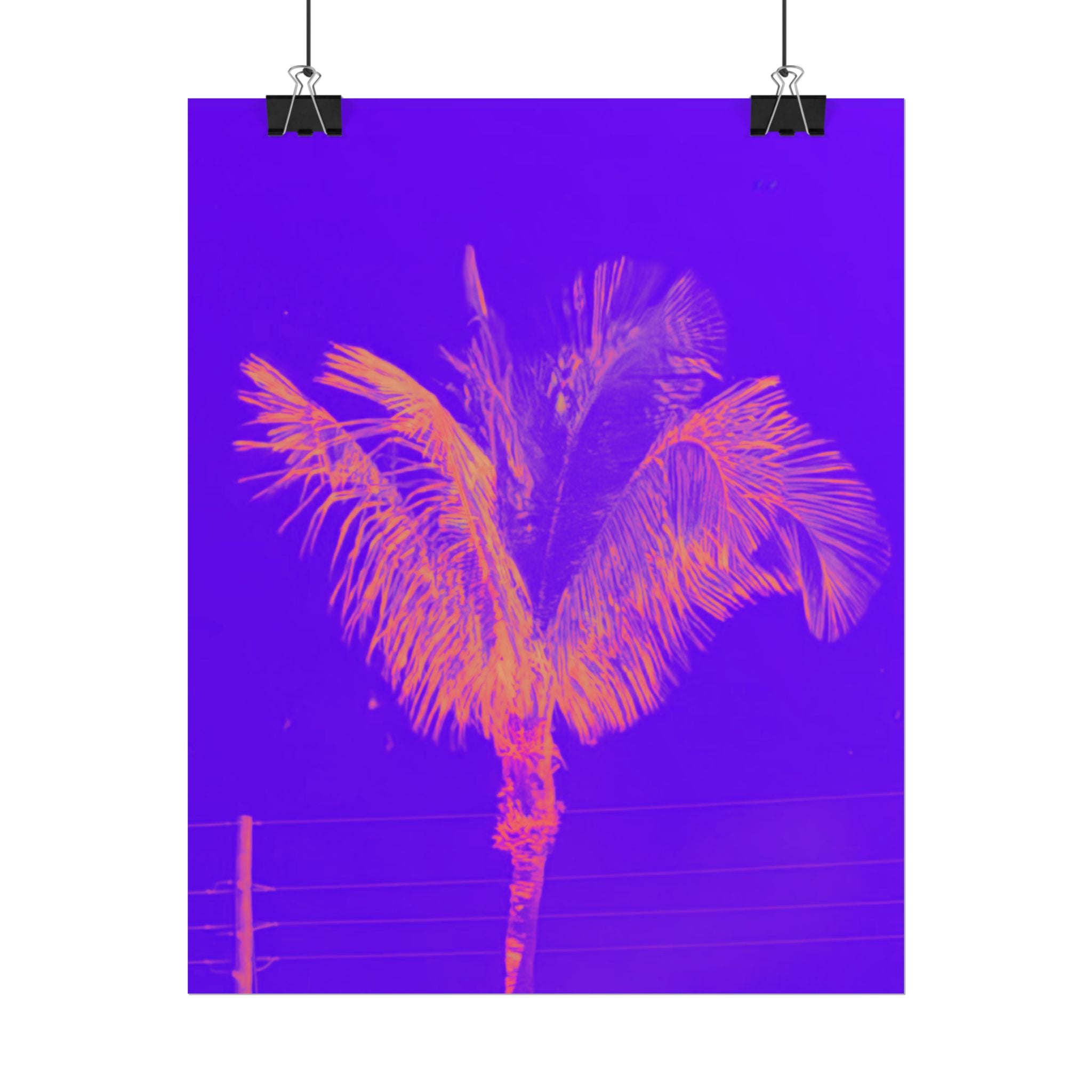 Tropical Palm Poster — Neon Purple & Orange Retro Wall Art