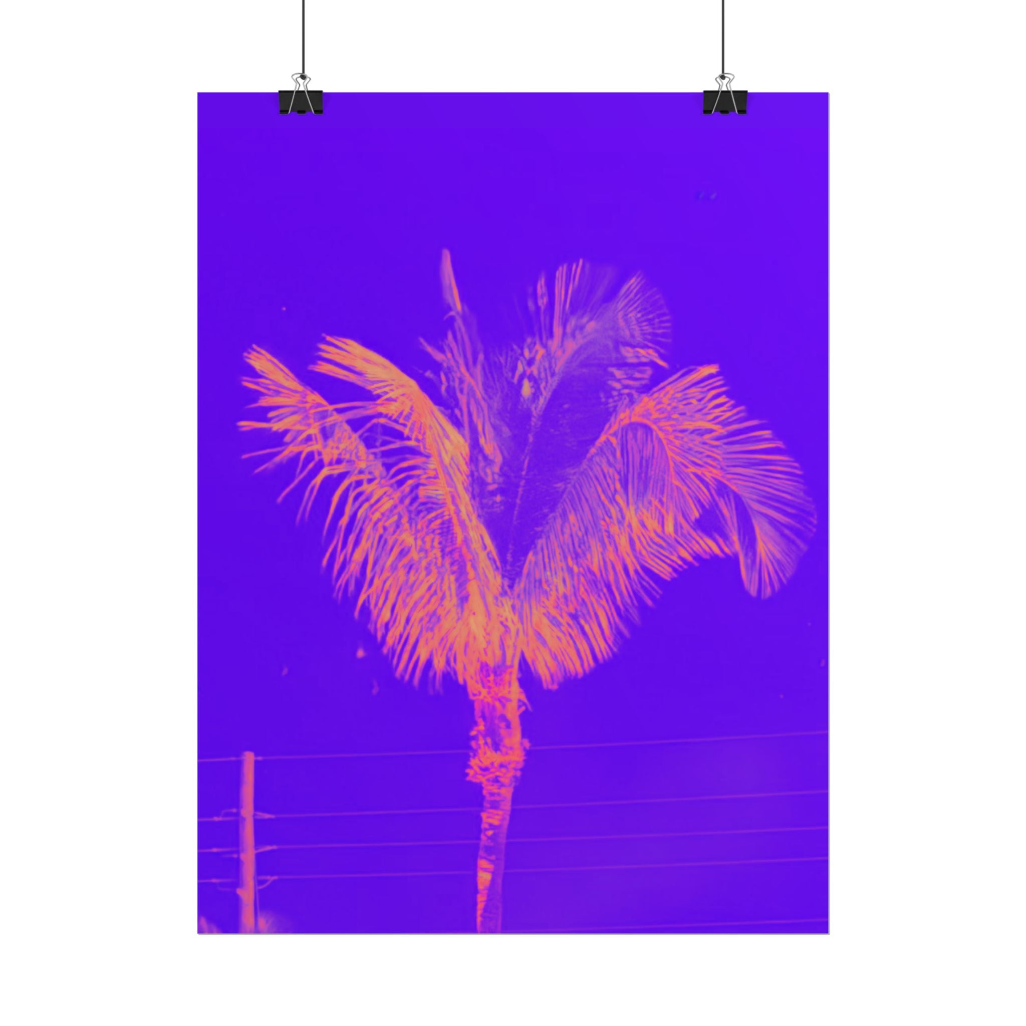 Tropical Palm Poster — Neon Purple & Orange Retro Wall Art